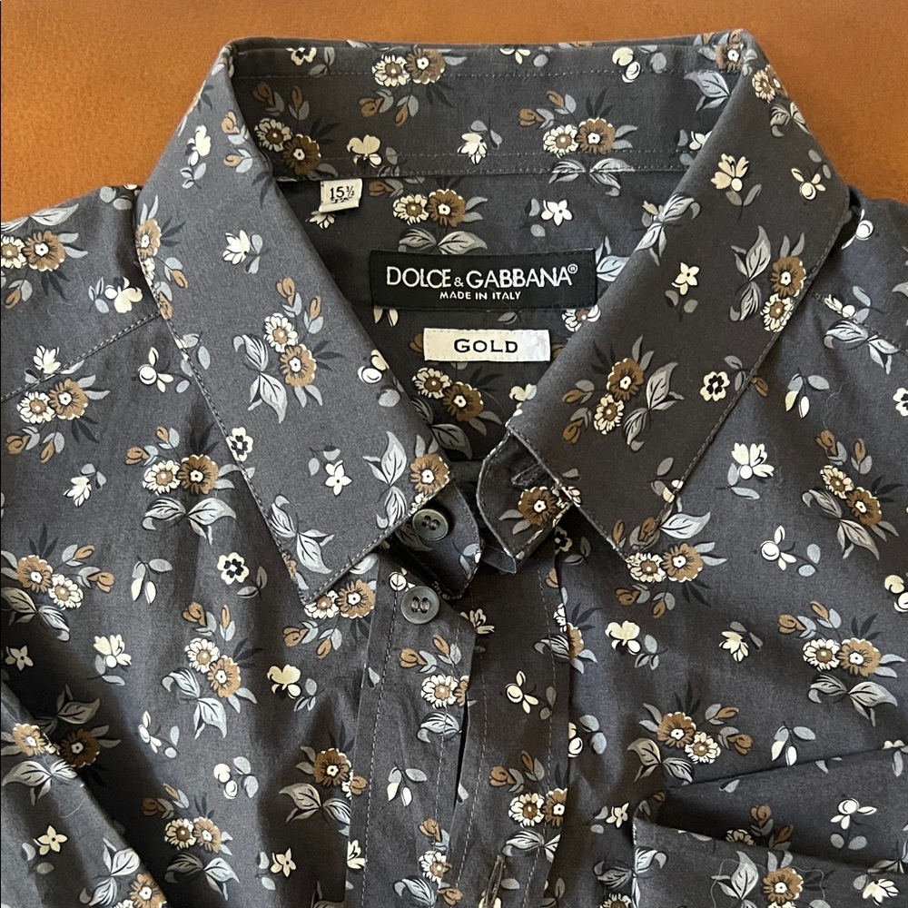 Dolce & Gabbana Men's Gray Floral Shirt